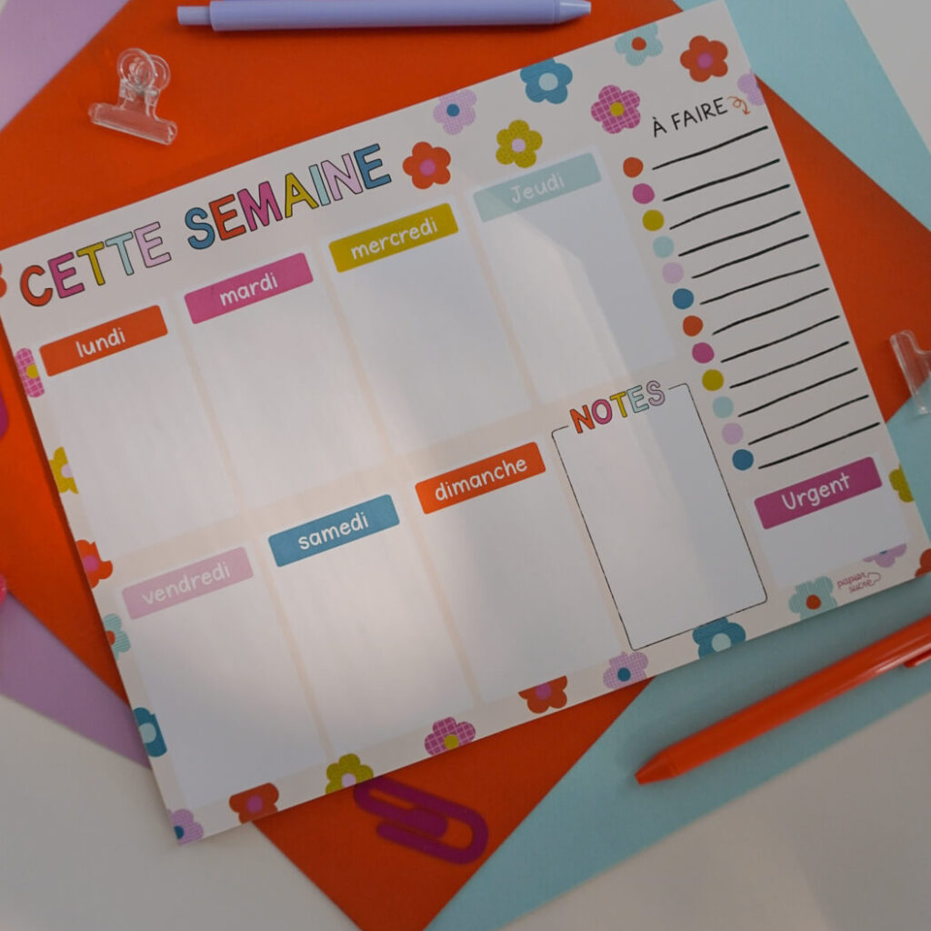 Semainier coloré